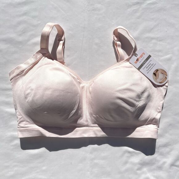 Warners Underarm Smoothing Wireless Comfort Bra Seamless Stretch 2XL Pink Padded - Picture 1 of 5